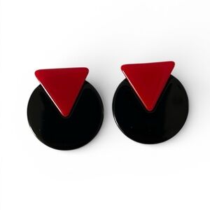 Vintage 80’s Geometric Earrings in Red/Black